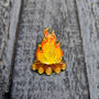 Campfire Enamel Pin - Camping Flame with Logs Decorative Badge - 30mm