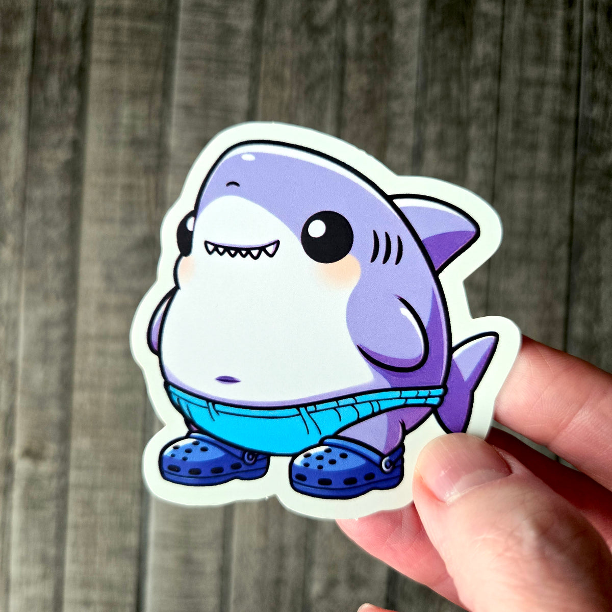 Cute Shark Sticker - Funny Shark in Clogs Vinyl Decal