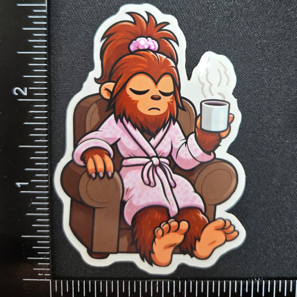 Lady Bigfoot Vinyl Sticker - Sleepy Sasquatch Decal
