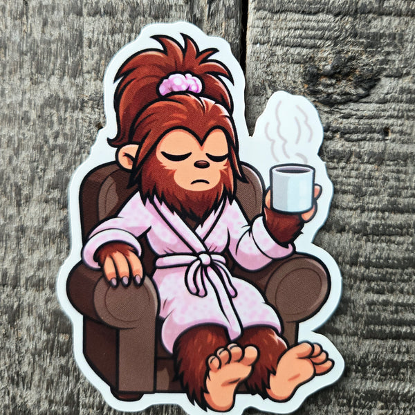 Lady Bigfoot Vinyl Sticker - Sleepy Sasquatch Decal