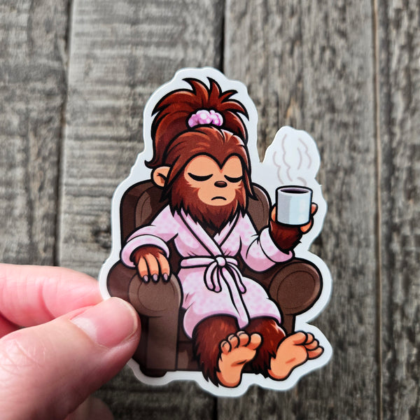 Lady Bigfoot Vinyl Sticker - Sleepy Sasquatch Decal