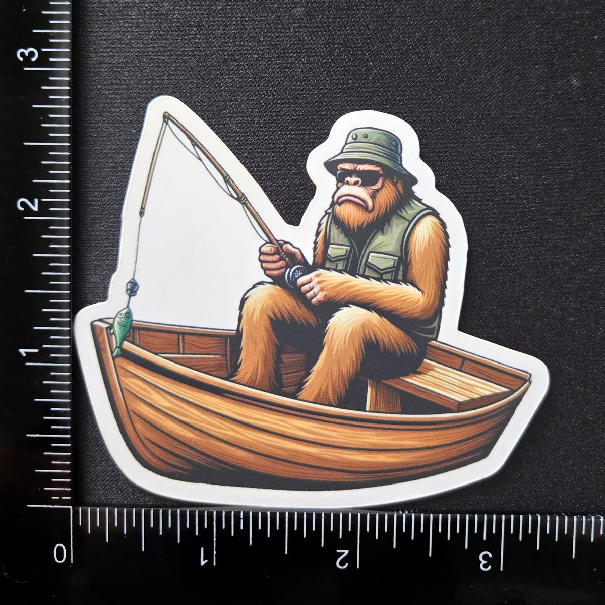 Fishing Sasquatch Vinyl Sticker - Fisherman Bigfoot Decal