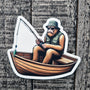 Fishing Sasquatch Vinyl Sticker - Fisherman Bigfoot Decal