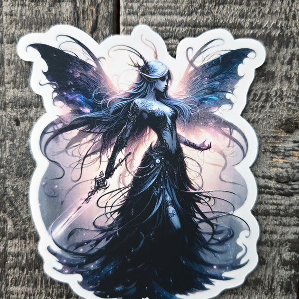 Dark Warrior Fairy Sticker - Fantasy Elf Vinyl Decal