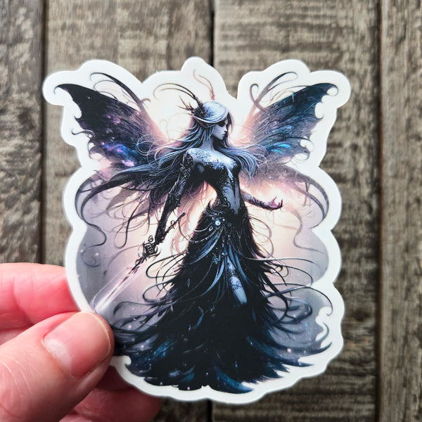 Dark Warrior Fairy Sticker - Fantasy Elf Vinyl Decal