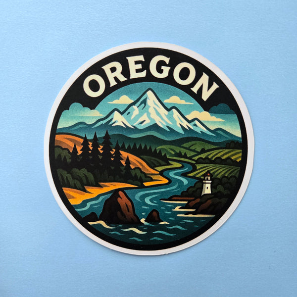 Oregon Adventure Vinyl Sticker - PNW Round Decal