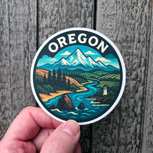 Oregon Adventure Vinyl Sticker - PNW Round Decal