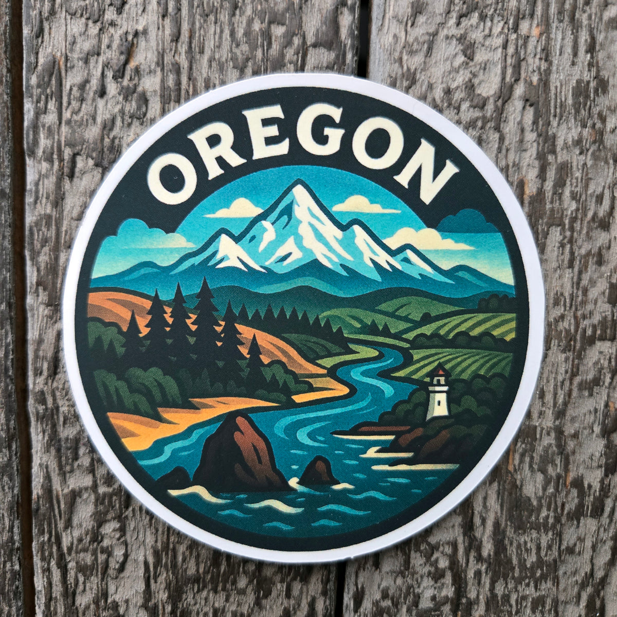 Oregon Adventure Vinyl Sticker - PNW Round Decal