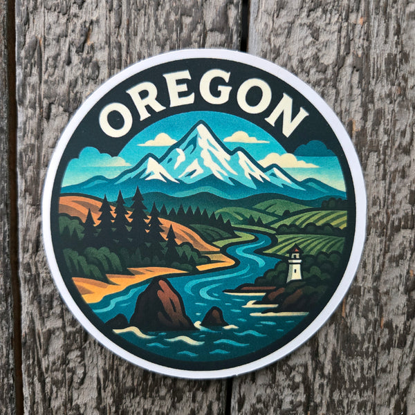 Oregon Adventure Vinyl Sticker - PNW Round Decal