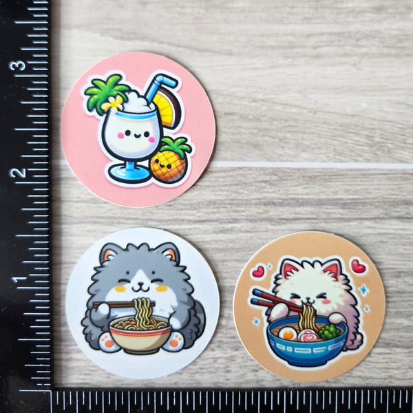 Mini Round Sticker Set - 3-Pack - 1.5" Vinyl Decals