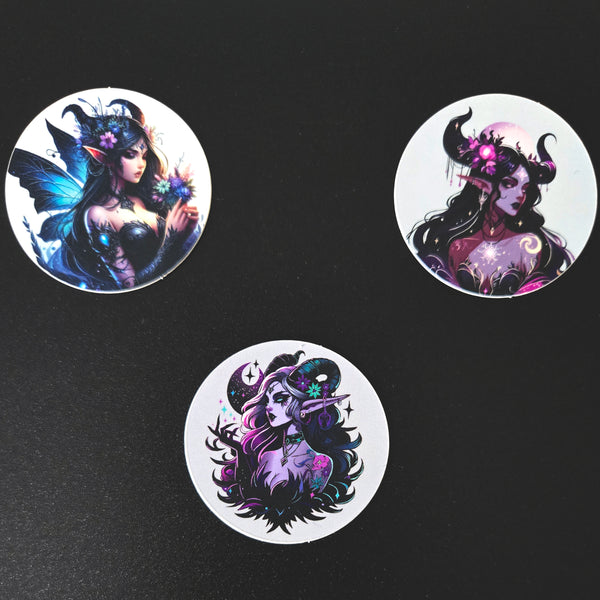 Phone Grip Sticker Set of 3 - Whimsical Fairy Elves - Compatible with PopSockets