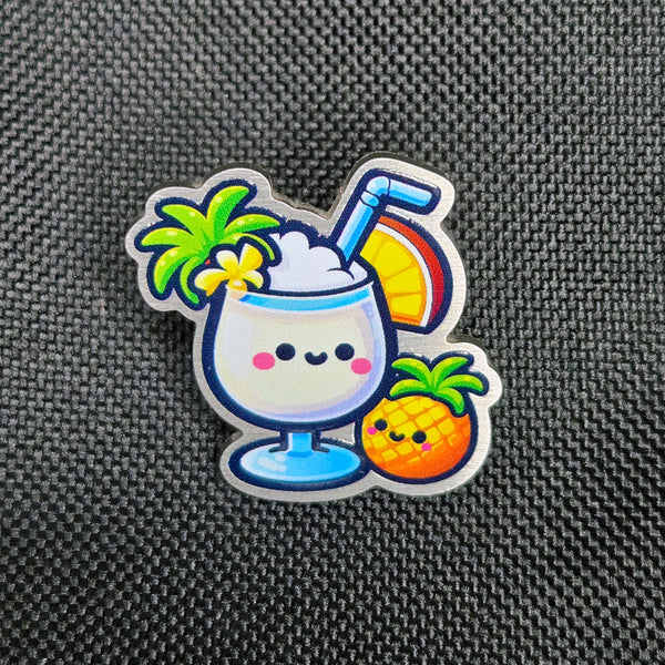Pina Colada Metal Pin - Tropical Vibes Decorative Badge