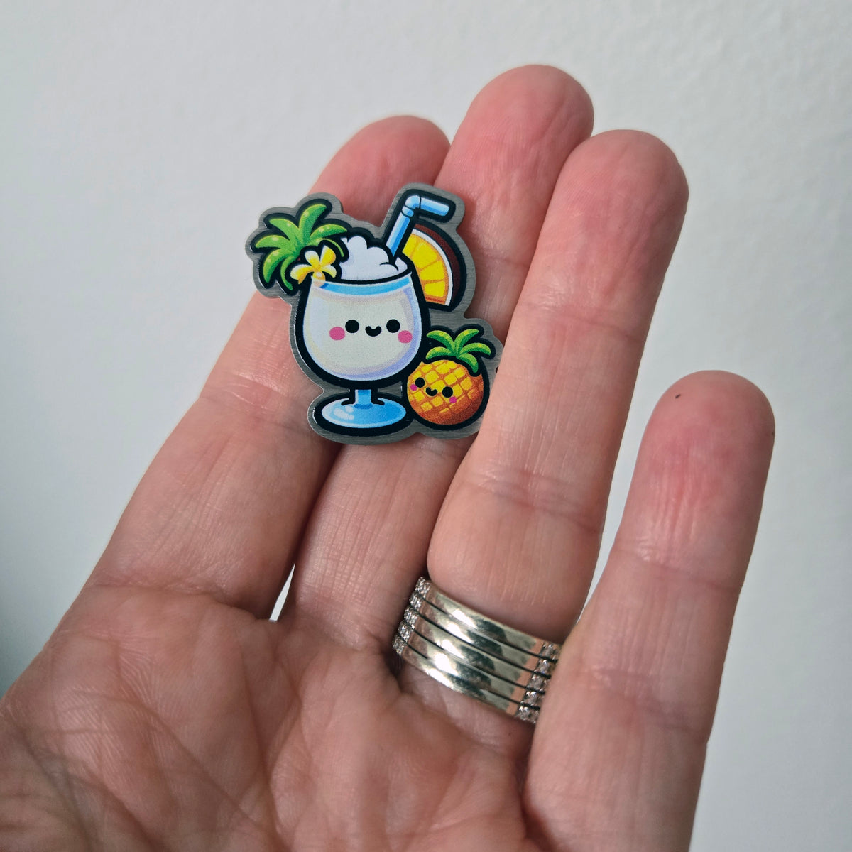 Pina Colada Metal Pin - Tropical Vibes Decorative Badge