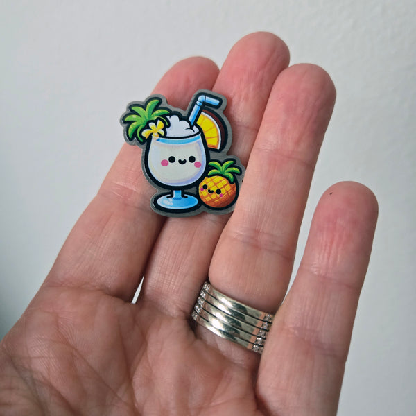 Pina Colada Metal Pin - Tropical Vibes Decorative Badge