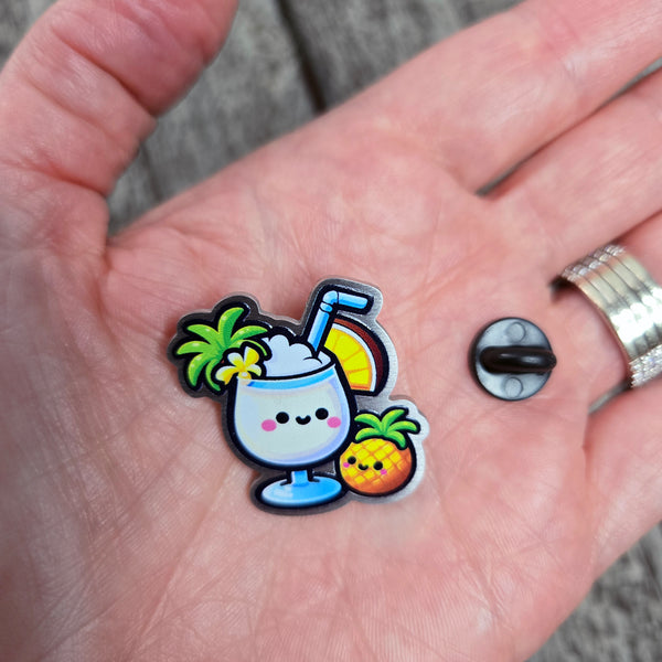 Pina Colada Metal Pin - Tropical Vibes Decorative Badge