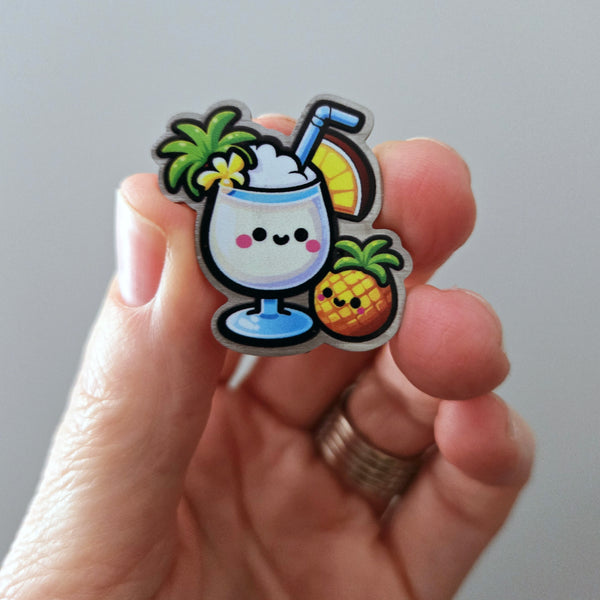 Pina Colada Metal Pin - Tropical Vibes Decorative Badge