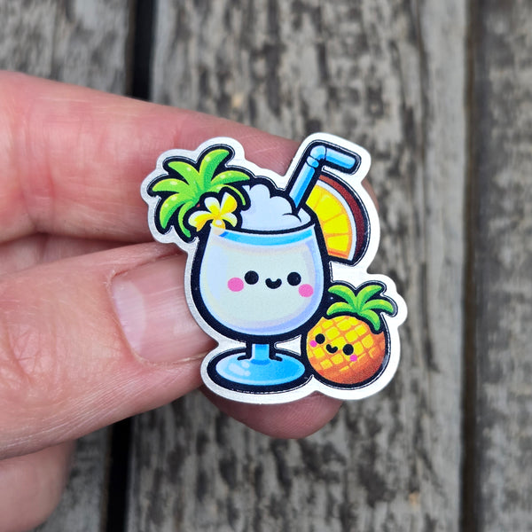 Pina Colada Metal Pin - Tropical Vibes Decorative Badge