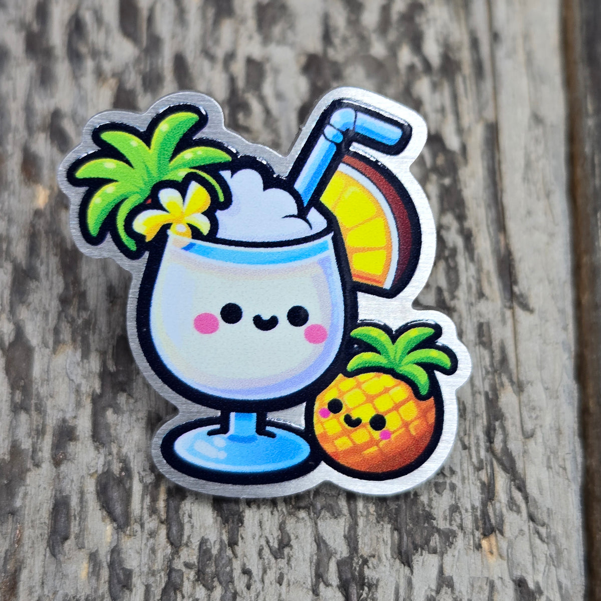 Pina Colada Metal Pin - Tropical Vibes Decorative Badge