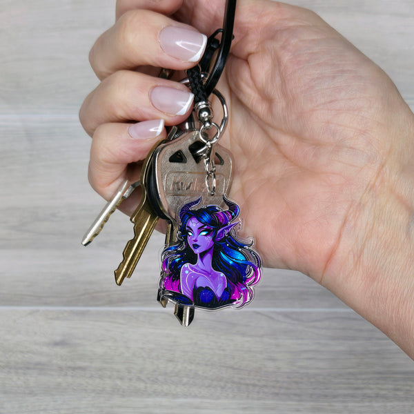 Cosmic Fairy Acrylic Charm with Mini Black Braided Lanyard Strap- 38mm (1.5")