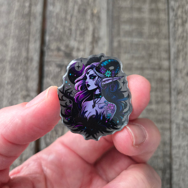 35mm Midnight Mischief Eco Metal Pin - Gothic Fantasy Decorative Badge