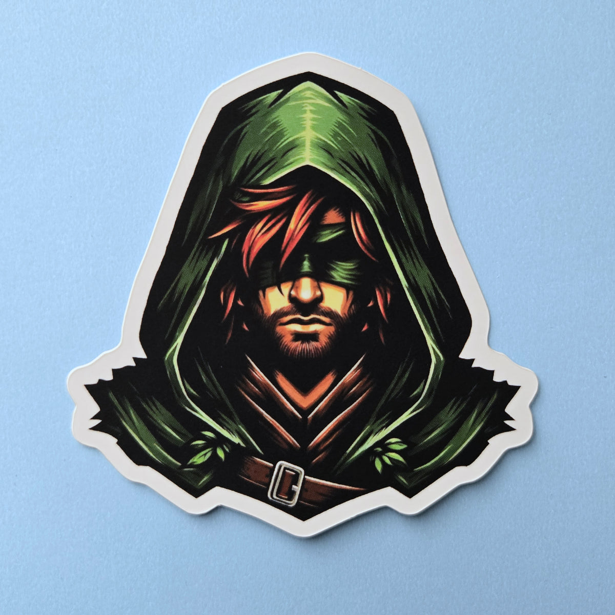 Fantasy Red Hair Hooded Ranger Sticker - Waterproof Medieval Guardian Vinyl Decal