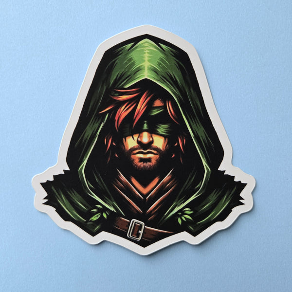 Fantasy Red Hair Hooded Ranger Sticker - Waterproof Medieval Guardian Vinyl Decal