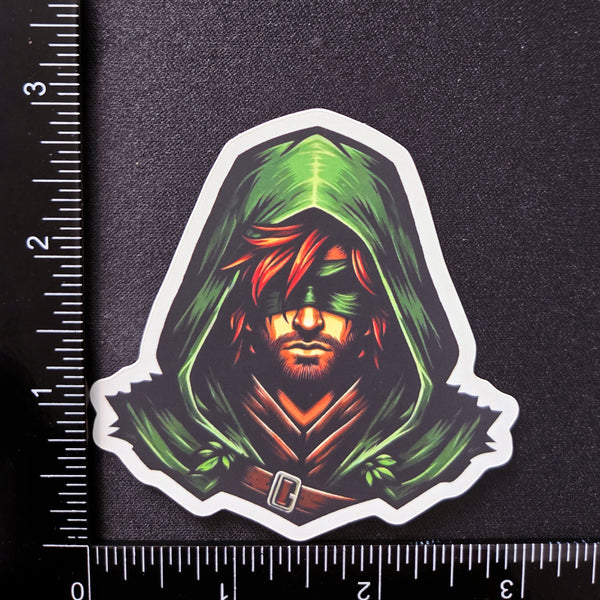 Fantasy Red Hair Hooded Ranger Sticker - Waterproof Medieval Guardian Vinyl Decal