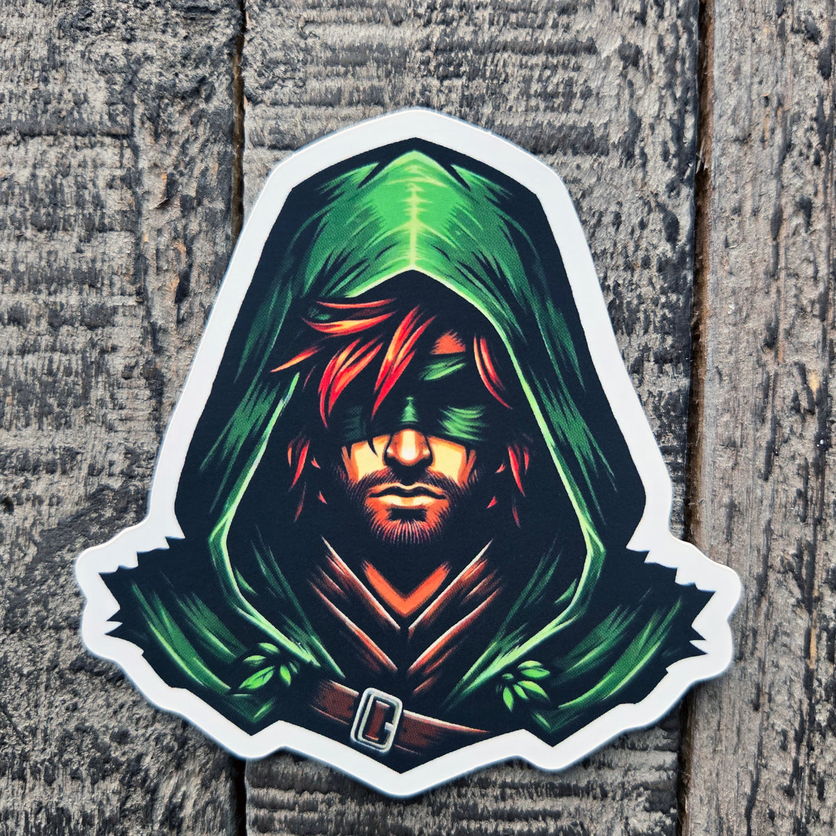 Fantasy Red Hair Hooded Ranger Sticker - Waterproof Medieval Guardian Vinyl Decal