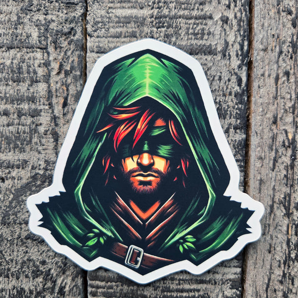 Fantasy Red Hair Hooded Ranger Sticker - Waterproof Medieval Guardian Vinyl Decal