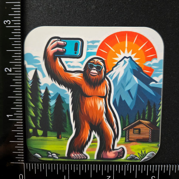 Selfie Sasquatch Mountain Adventure Vinyl Sticker - Bigfoot Decal