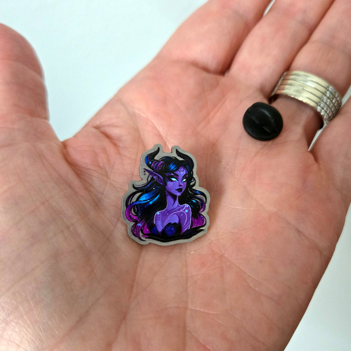25mm Cosmic Fairy Eco-Friendly Metal Pin - Gothic Fantasy Decorative Badge