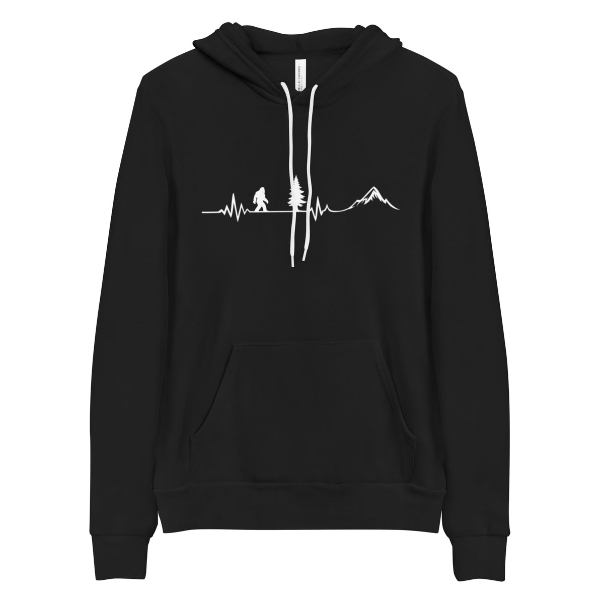 Hoodie Pullover - Bigfoot Heartbeat Sweatshir - PNW Hiking Gift