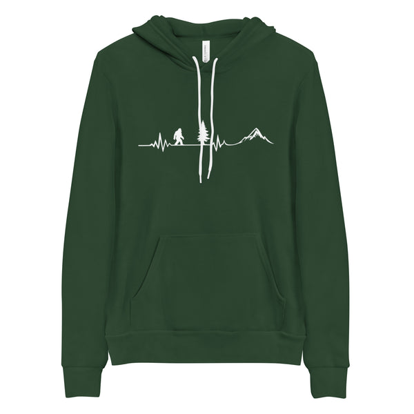 Hoodie Pullover - Bigfoot Heartbeat Sweatshir - PNW Hiking Gift