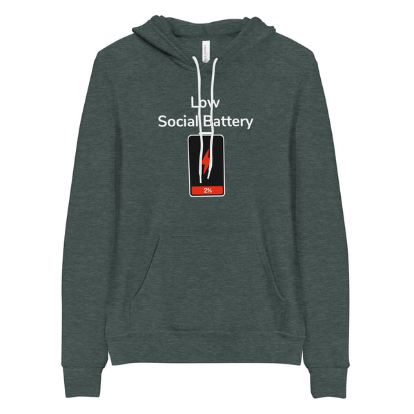 Hoodie, Low Social Battery Funny Introvert Gift, Antisocial Humor