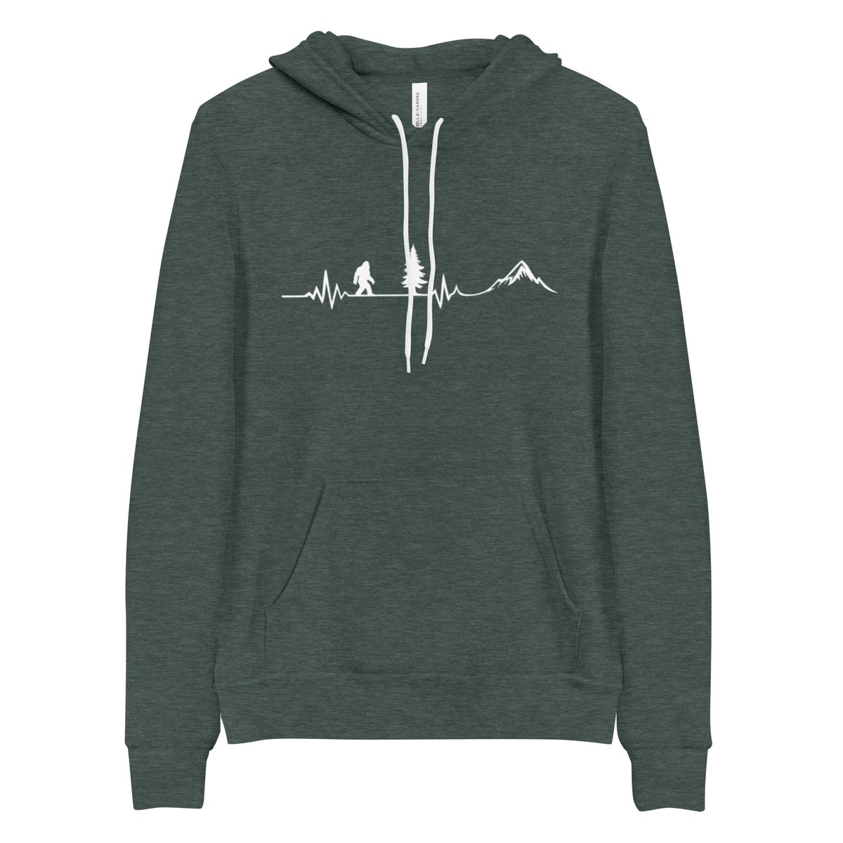 Hoodie Pullover - Bigfoot Heartbeat Sweatshir - PNW Hiking Gift