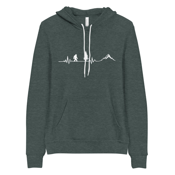 Hoodie Pullover - Bigfoot Heartbeat Sweatshir - PNW Hiking Gift