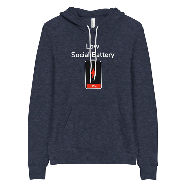 Hoodie, Low Social Battery Funny Introvert Gift, Antisocial Humor