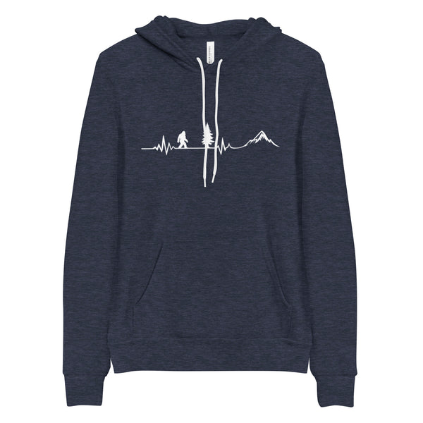 Hoodie Pullover - Bigfoot Heartbeat Sweatshir - PNW Hiking Gift