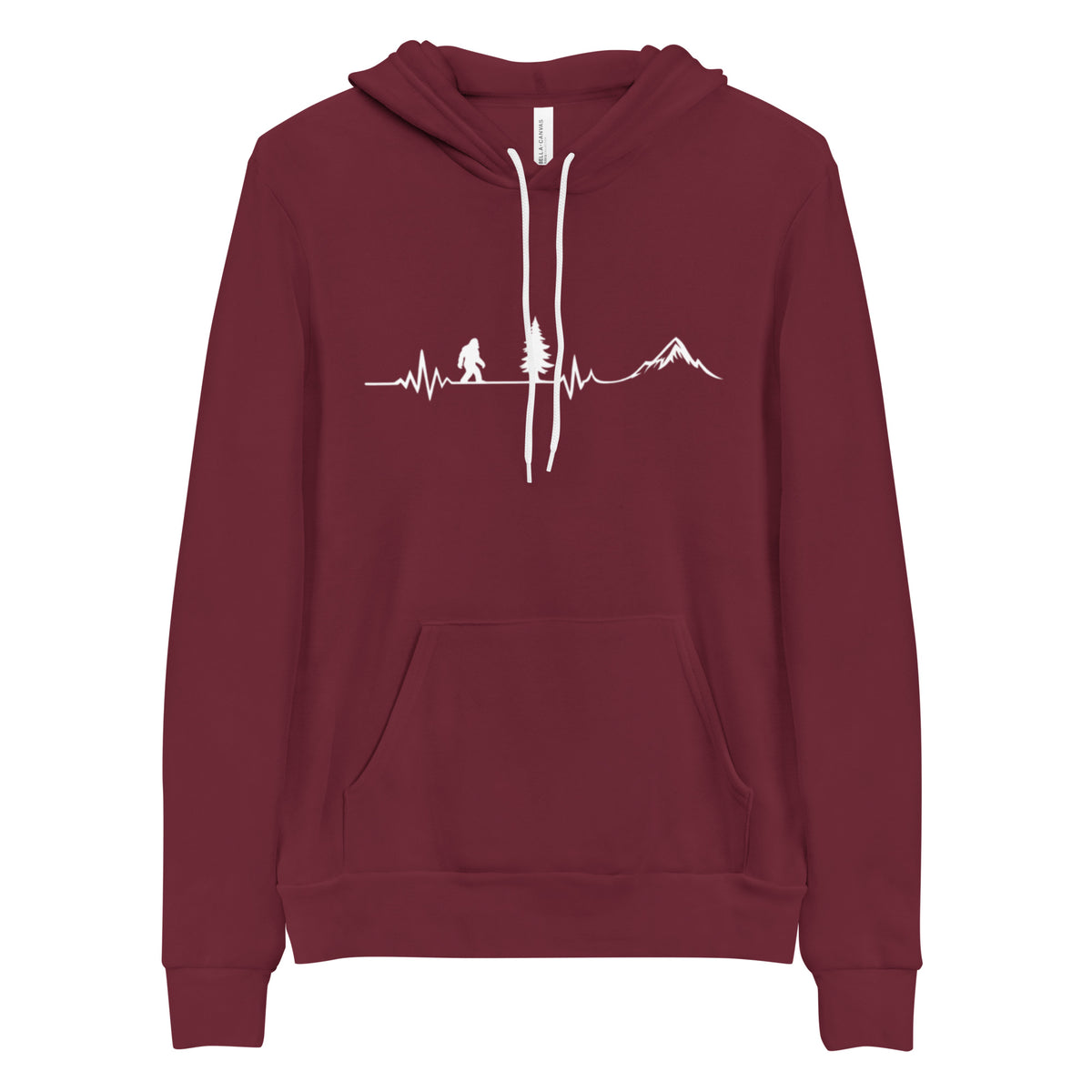Hoodie Pullover - Bigfoot Heartbeat Sweatshir - PNW Hiking Gift