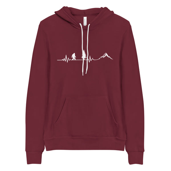 Hoodie Pullover - Bigfoot Heartbeat Sweatshir - PNW Hiking Gift