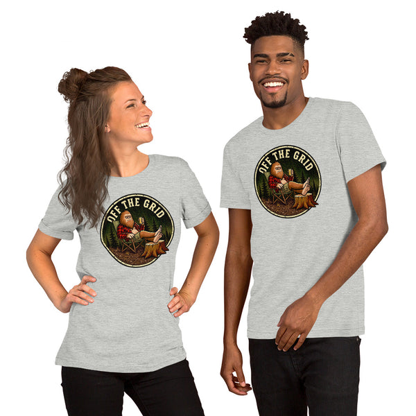 Funny Bigfoot Shirt - Sasquatch Off the Grid Graphic Tee - Cryptid Lover Gift - Gift for Campers Hiking Fans