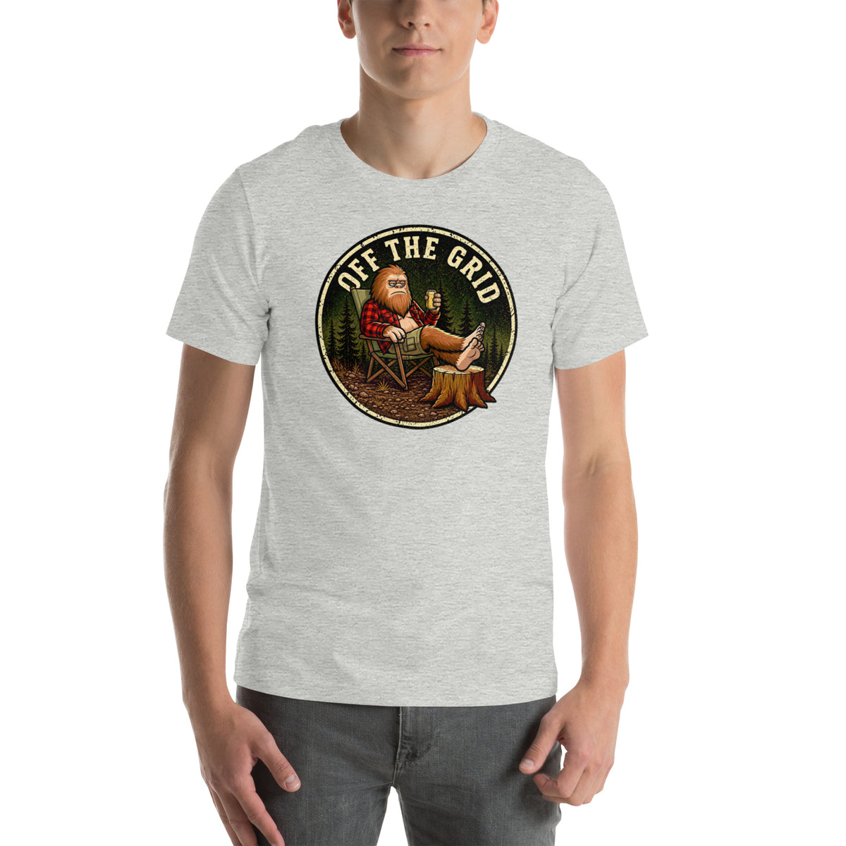 Funny Bigfoot Shirt - Sasquatch Off the Grid Graphic Tee - Cryptid Lover Gift - Gift for Campers Hiking Fans
