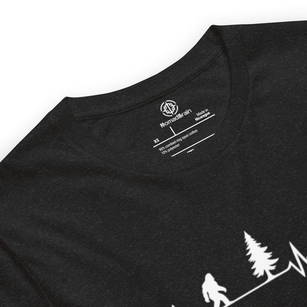 Bigfoot Heartbeat Shirt - Sasquatch EKG Graphic Tee - Hiking Gift