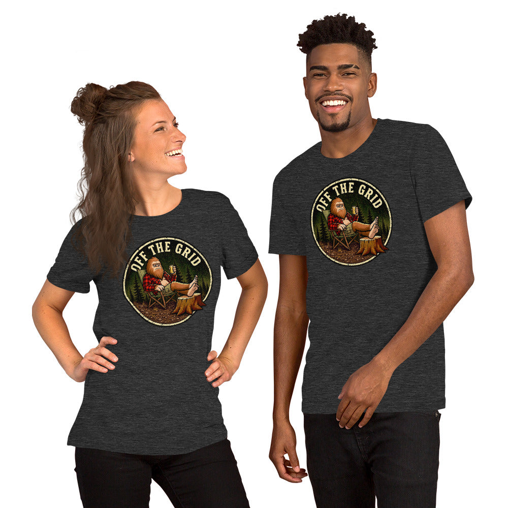 Funny Bigfoot Shirt - Sasquatch Off the Grid Graphic Tee - Cryptid Lover Gift - Gift for Campers Hiking Fans