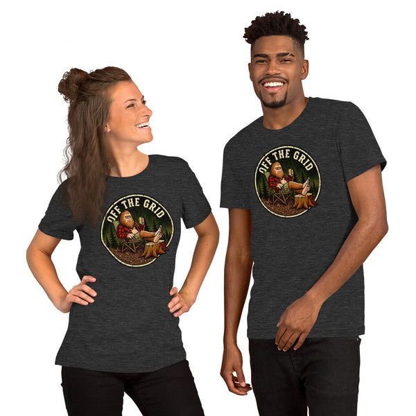 Funny Bigfoot Shirt - Sasquatch Off the Grid Graphic Tee - Cryptid Lover Gift - Gift for Campers Hiking Fans