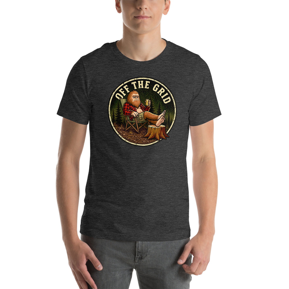 Funny Bigfoot Shirt - Sasquatch Off the Grid Graphic Tee - Cryptid Lover Gift - Gift for Campers Hiking Fans