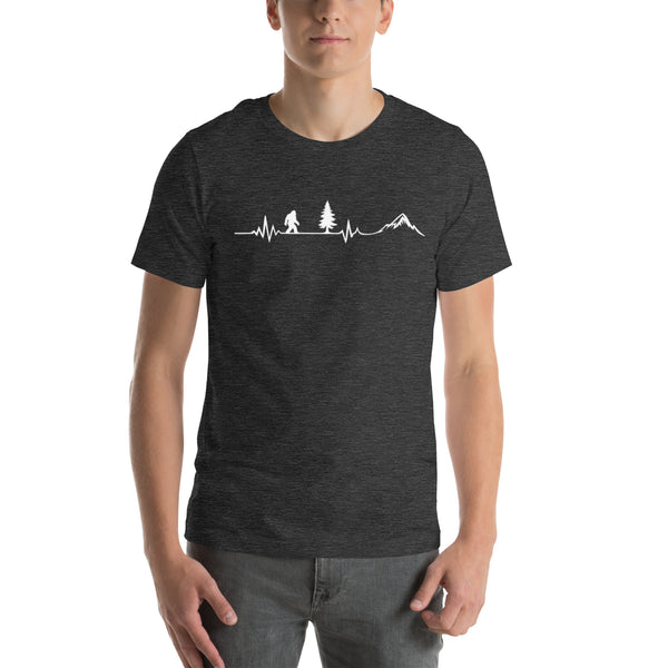 Bigfoot Heartbeat Shirt - Sasquatch EKG Graphic Tee - Hiking Gift