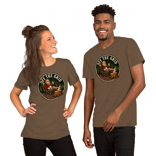 Funny Bigfoot Shirt - Sasquatch Off the Grid Graphic Tee - Cryptid Lover Gift - Gift for Campers Hiking Fans