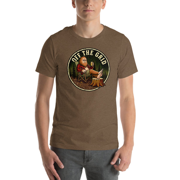 Funny Bigfoot Shirt - Sasquatch Off the Grid Graphic Tee - Cryptid Lover Gift - Gift for Campers Hiking Fans