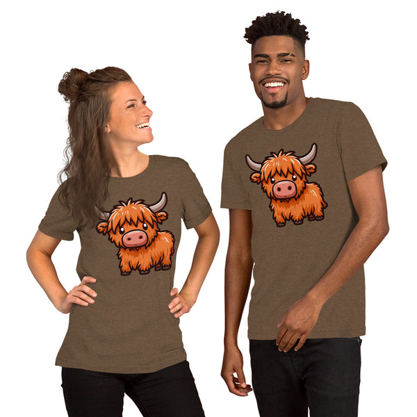 Kawaii Highland Cow T-Shirt - Cute Cottagecore Animal Tee Gift